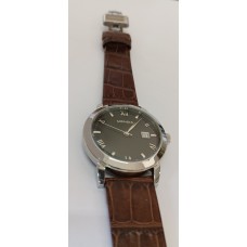 VINTAGE Mondia ανδρικό ρολόι με ασημένιο καντράν και καφέ δερμάτινο λουράκι (VIN57 - 3-007-3)